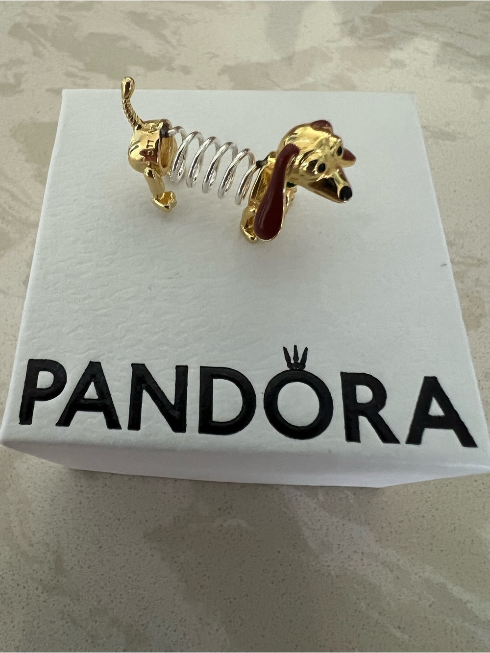 Pandora Gold and Silver Pixar Disney Slinky Dog Charm - Picture 6 of 12
